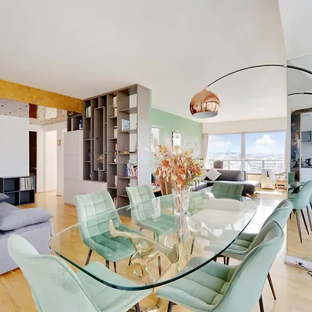 Апартаменты Seine & Eiffel 100m2 Avec Vue Panoramique Parking